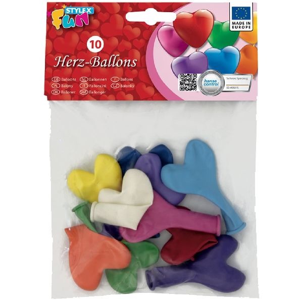 Stylex-Ballons, Herzform, 10 Stück