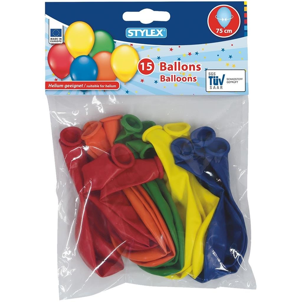 Stylex Heliumballons, 75 cm, 15 Stück
