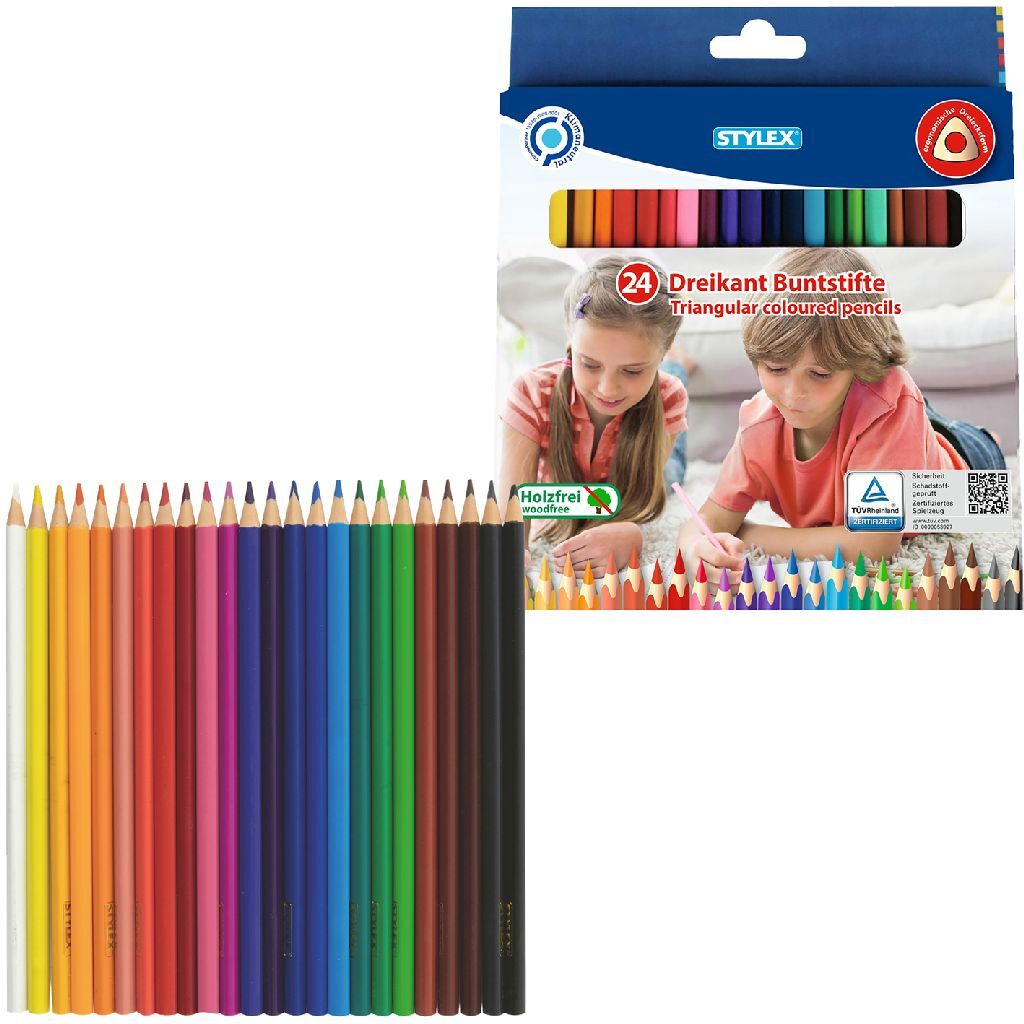Stylex dreieckige Buntstifte, 24 Farben