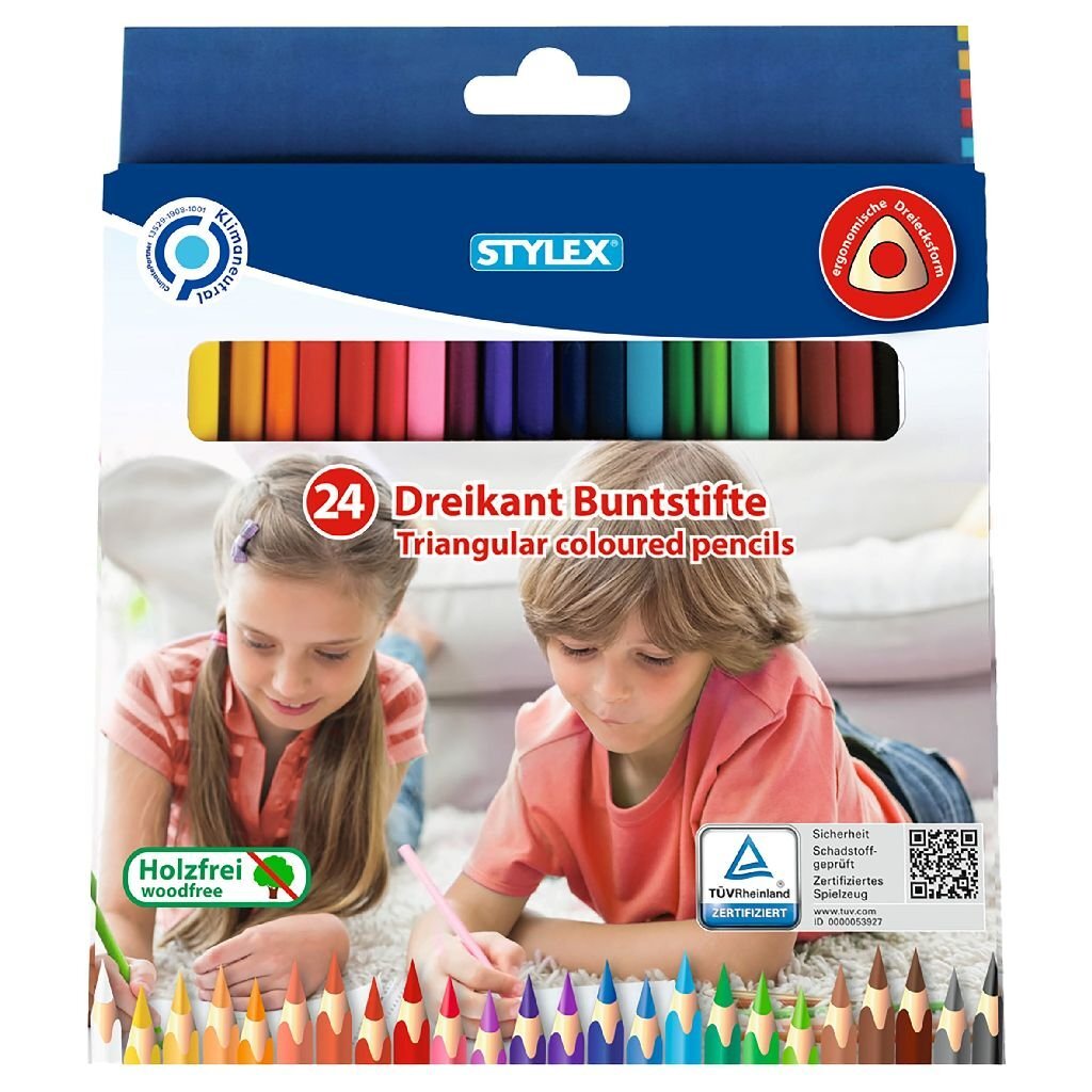 Stylex dreieckige Buntstifte, 24 Farben