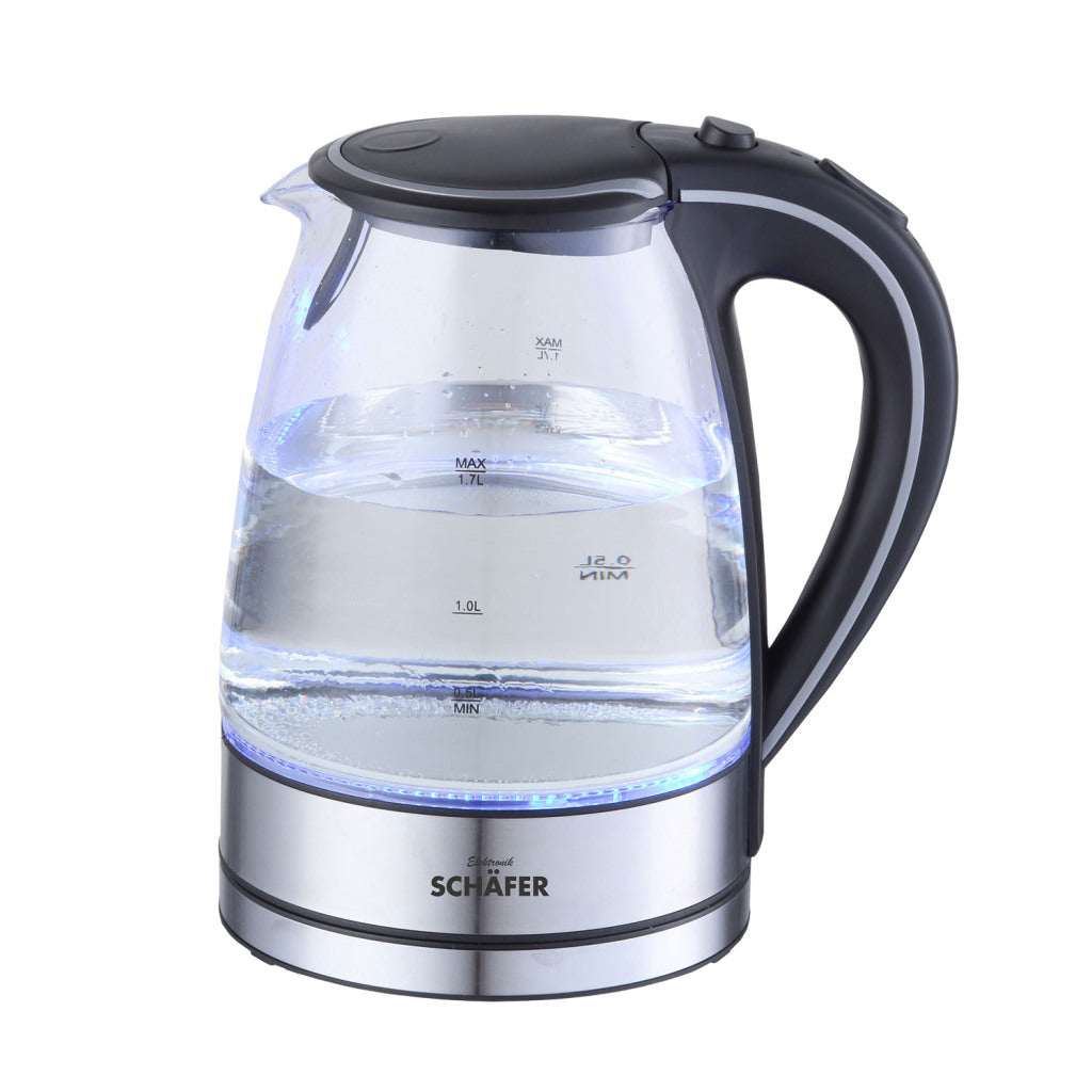 Schäfer Glaswasserkocher 1,7 l 2200 W Edelstahl schwarz
