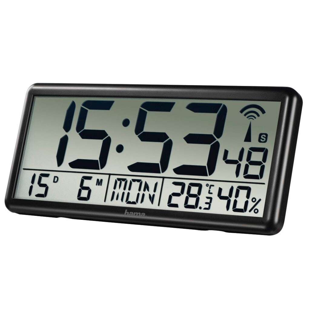 Hama digitale radiogestuurde wandklok jumbo zwart