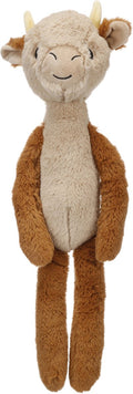 Flamingo hondenspeelgoed - bulla stier bruin - pluche - met squeaker - 18 x 13 x 56 cm