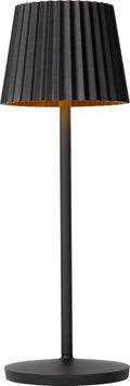 Lucide justine - oplaadbare tafellamp binnen buiten - accu batterij - led dimbaar - 1x2w 2700k - ip54 - met draadloos oplaadstation - zwart