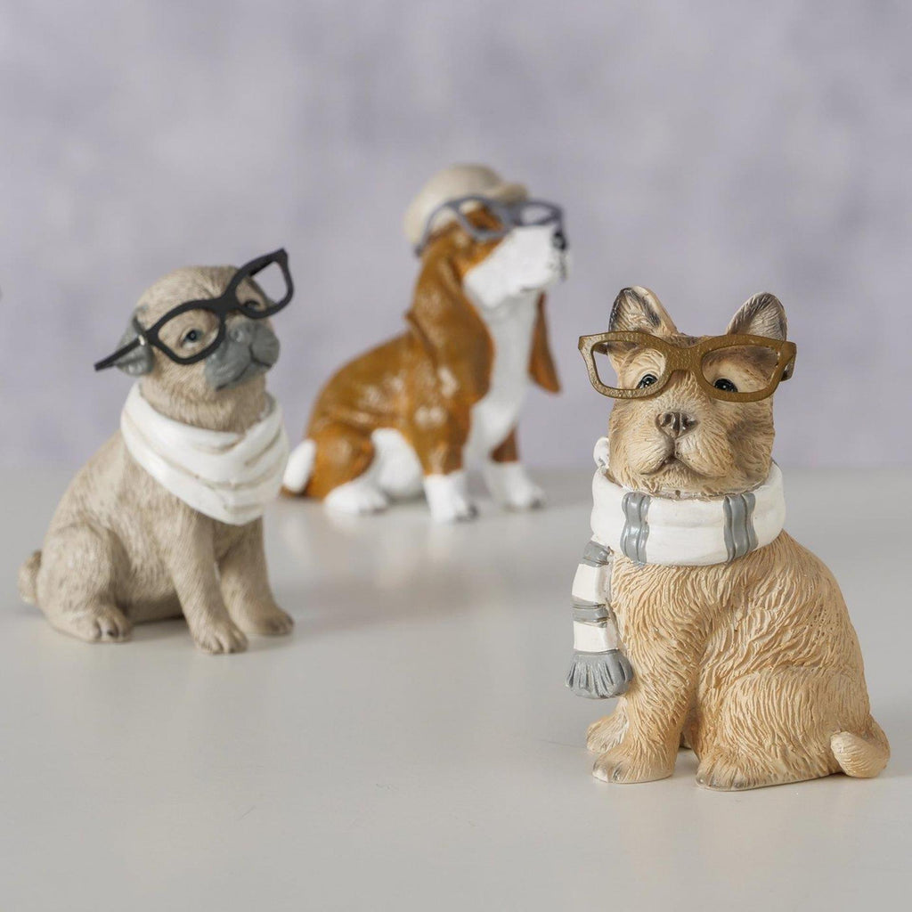 Boltze home figuur hond archy 5x3,7x6,5cm 3 assorti