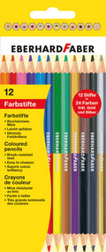 Eberhard faber ef-514811 kleurpotlood 2-zijdig gekleurd etui 12 stuks 24 kleuren