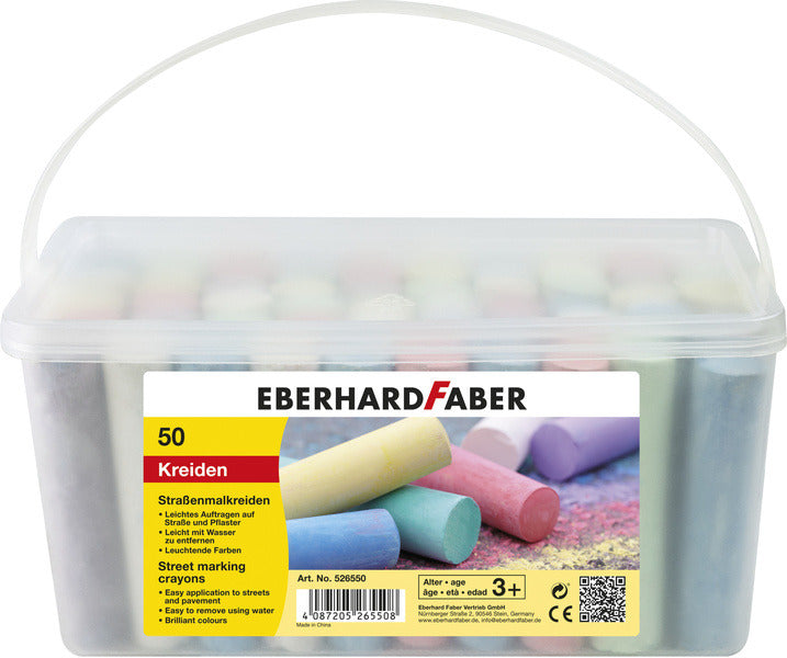 Eberhard Faber ef-526550 Straßenmalkreideeimer mit 50 Kreiden