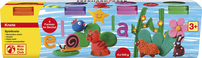 Eberhard Faber ef-572510 Kinderknete im Becher, 140 g, orange, rosa, grün, lila