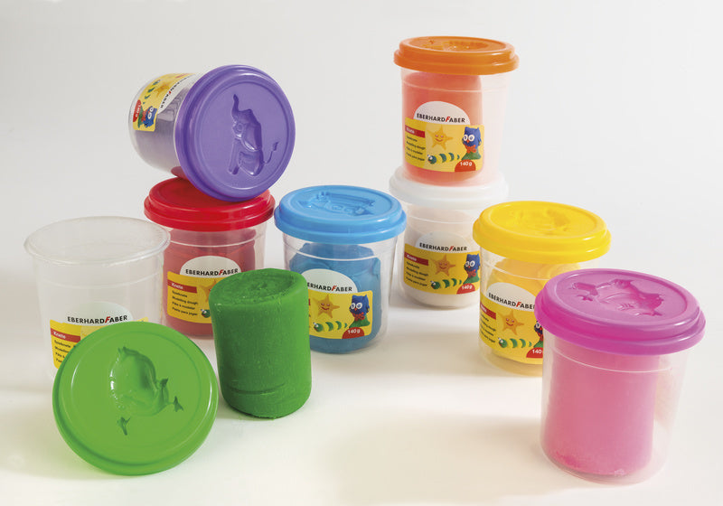 Eberhard Faber ef-572510 Kinderknete im Becher, 140 g, orange, rosa, grün, lila