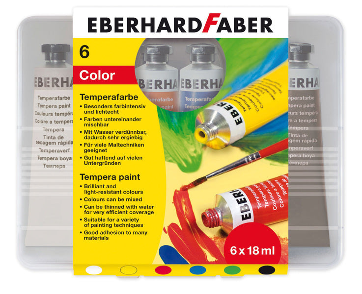 Eberhard Faber ef-575505 Gouache, 6 Farben, Tube 18 ml