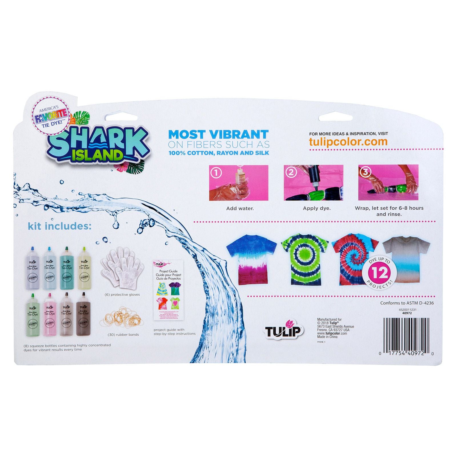 Tulip one-step tie dye tulip • tie-dye kit shark island 8 kleuren