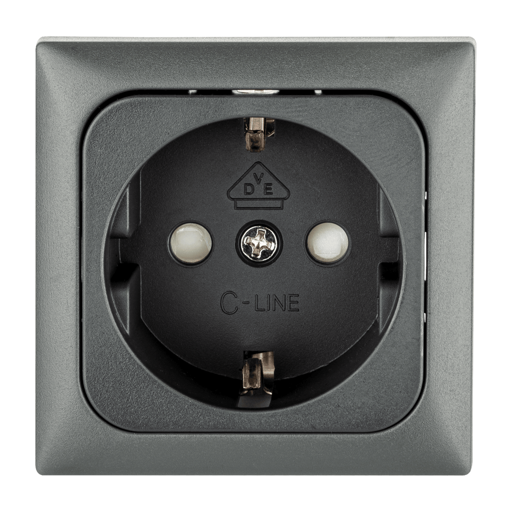 C-line wandcontactdoos camper en caravan 230 volt antraciet