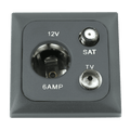 C-line 12 volt contactdoos met antenne en satelliet aansluiting met opal afdekraam antraciet - zonder verkoopverpakking