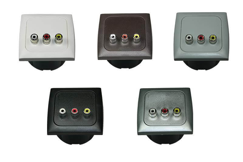 C-line video en audio contactdoos met opal afdekraam wit - zonder verkoopverpakking