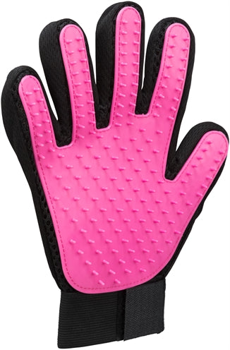 Trixie vachtverzorgingshandschoen mesh-materiaal tpr roze zwart