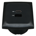 C-line usb laadcontactdoos met usb-a en usb-c met opal afdekraam zwart - zonder verkoopverpakking