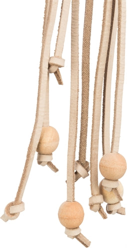 Trixie Spielzeugschnüre aus Leder mit Holzperlen, natürlich