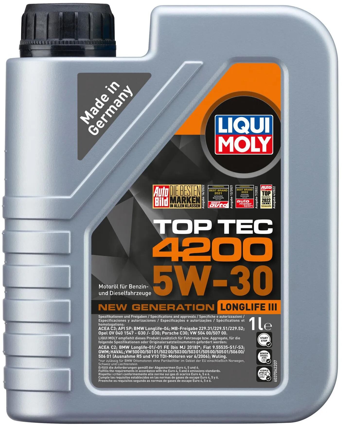 Liqui moly motoröl top tec 4200 new generation top tech 4200 5w-30 1l motoroil