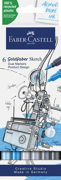 Faber-castell sketchmarker - goldfaber - product design set - 6 kleuren - fc-164806