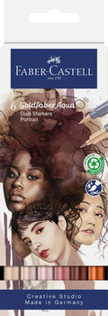 Faber-castell - duo aquarelmarker goldfaber - set 6 stuks portrait - brush 0,6mm - fc-164523
