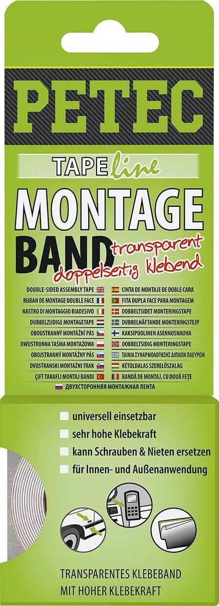 Petec montageband mounting tape 2mx19mm tra
