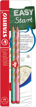 Stabilo easygraph pastel hb rechtshandige grafietpotloden groen roze - 2dlg.