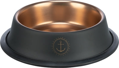 Trixie be nordic - voer- en waterbak - rvs rubber - zwart brons - 23 cm - 900 ml