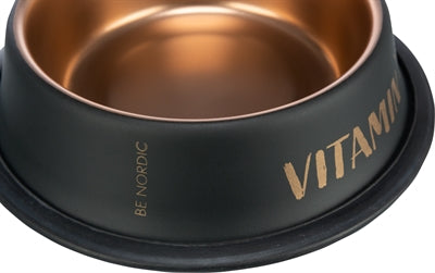 Trixie be nordic - voer- en waterbak - rvs rubber - zwart brons - 23 cm - 900 ml