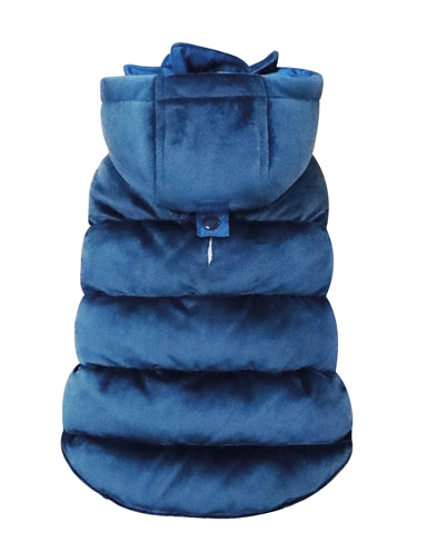 Croci Hundemantel Velveteen Blue auskleidet