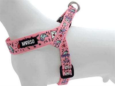 Morso Mini-Hundegeschirr, verstellbar, recycelt, Sweet Tweet Pink