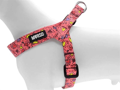 Morso Mini-Hundegeschirr, verstellbar, recycelt, pink.