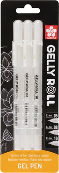 Sakura blisterkaart gelly roll 05, 08, 10 wit, 3 stuks