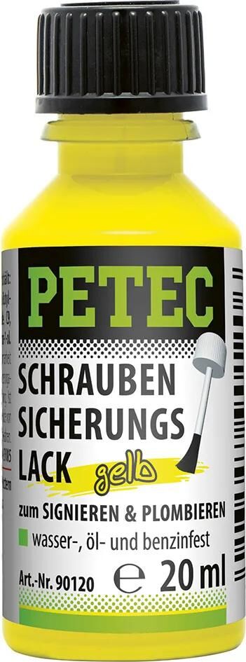Petec schroefbeveiligingslak safety varnish yellow 20m