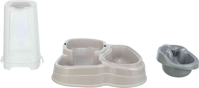 Trixie Futter- und Wasserspender, Kunststoff, grau-taupe