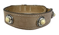 Sazzz Hundehalsband Boho Treasure Stone Vintage Leder Beige