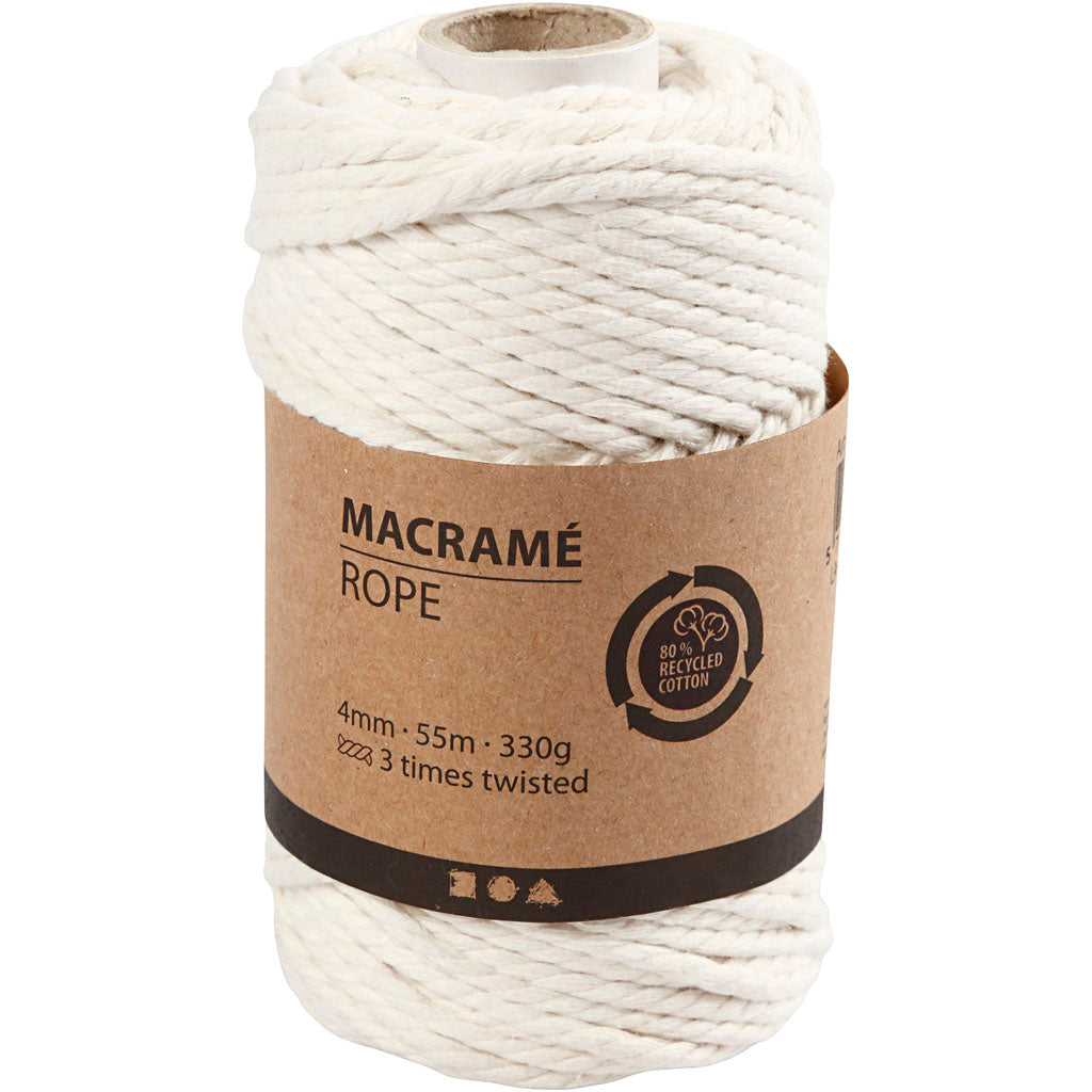 Creativ Company Makramee-Garn, Cremeweiß, 55 m