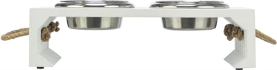 Trixie be Nordic Set Futternapf Wassernapf Holz Edelstahl weiß