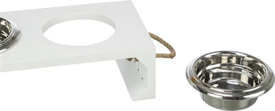 Trixie be Nordic Set Futternapf Wassernapf Holz Edelstahl weiß