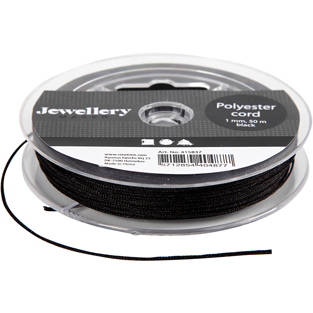 Creativ Company Polyesterkordel, schwarz, 50 m