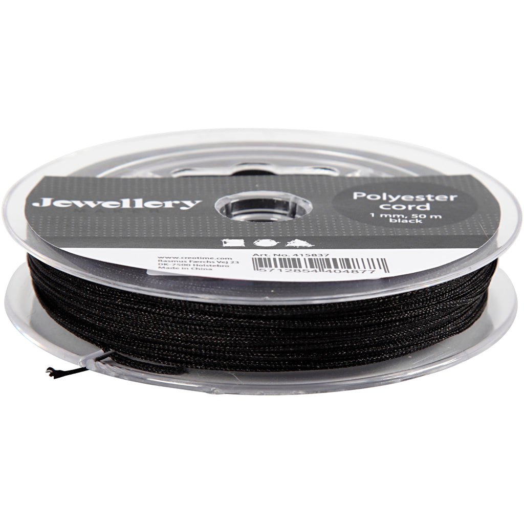 Creativ Company Polyesterkordel, schwarz, 50 m