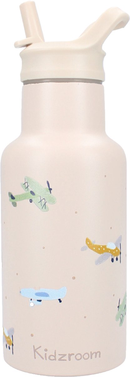 Kidzroom Trinkflasche „Sweet Sips“ Flugzeugmotiv, 350 ml