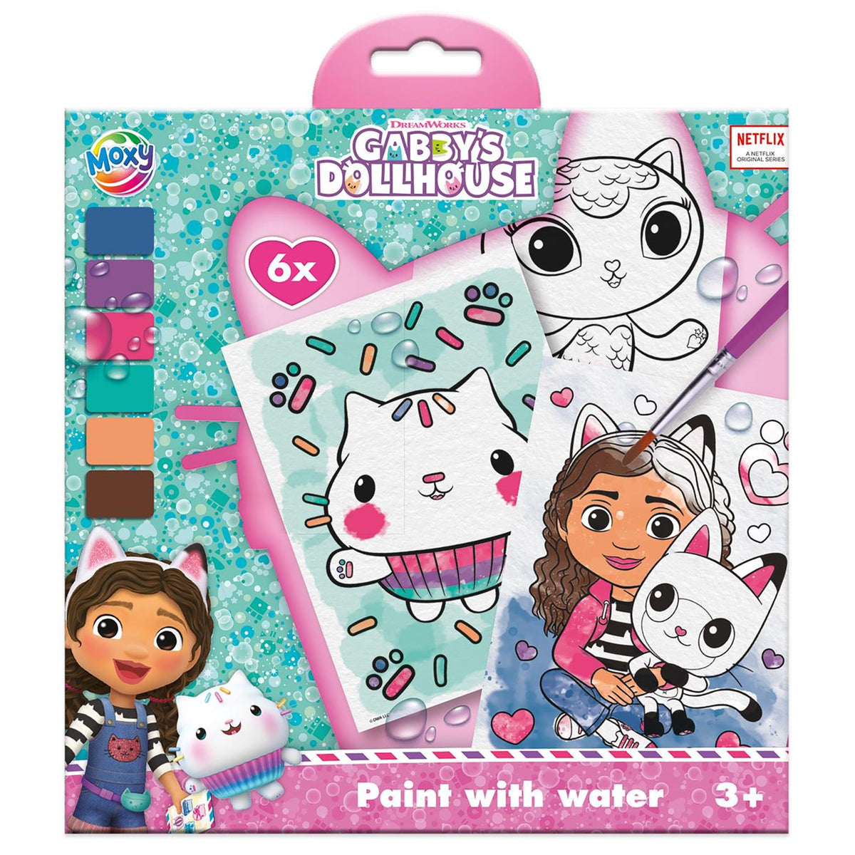 Moxy schilderen met water gabby's poppenhuis, 7dlg.