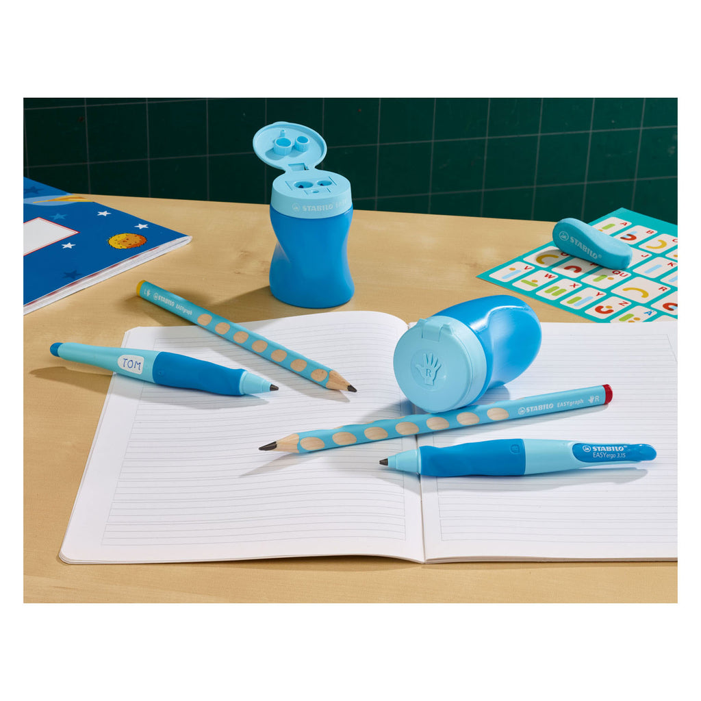 Stabilo easysharpener - 3 in 1 puntenslijper - links - blauw
