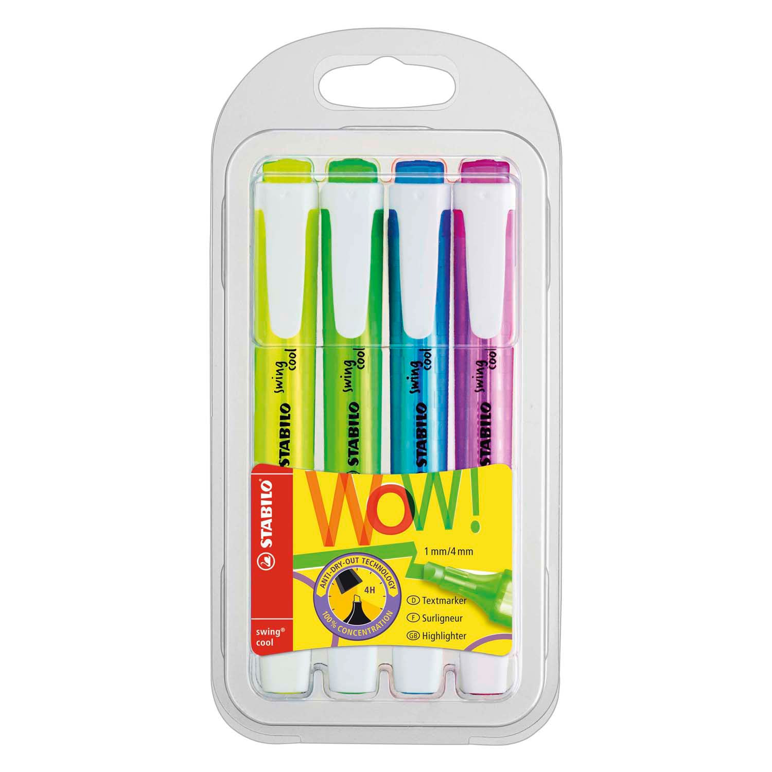 Stabilo Swing Cool - Textmarker - 4er-Set