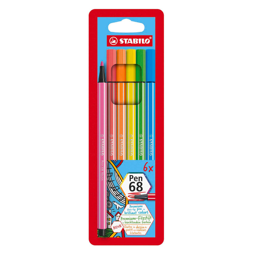 Stabilo Stift 68 – Filzstift – Set mit 6 fluoreszierenden Stiften