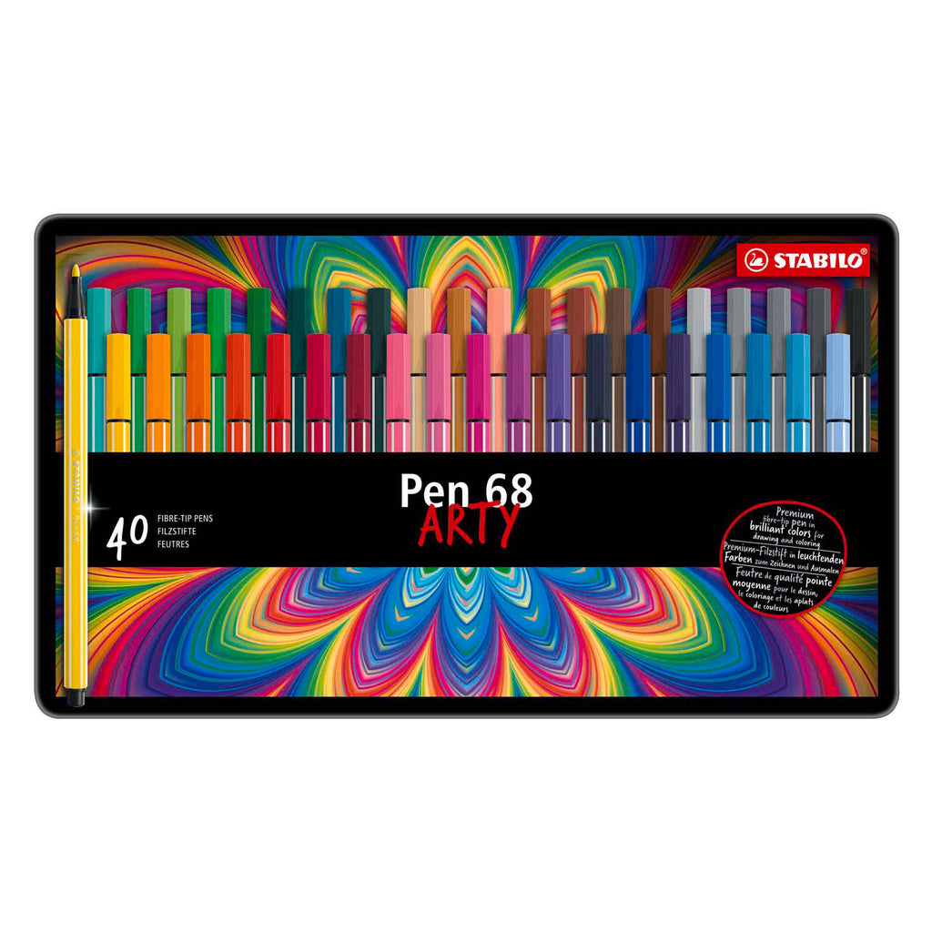 Stabilo pen 68 - viltstift - metalen doos met 40 stuks