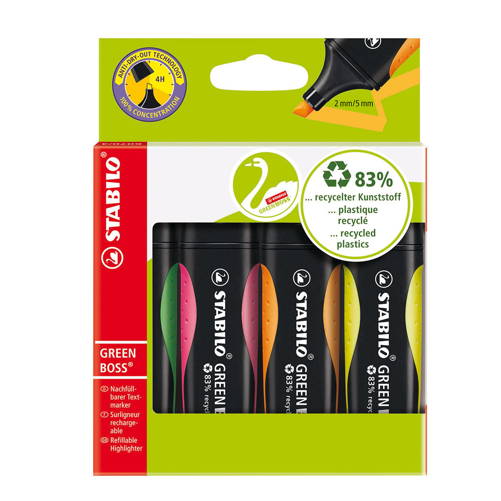 Stabilo Green Boss – Textmarker – 4er-Set