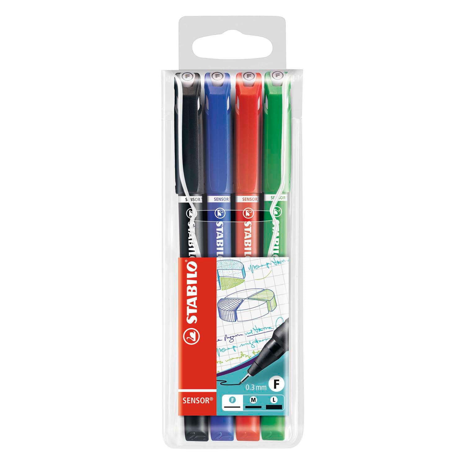 Stabilo sensor fineliner etui 4 kleuren