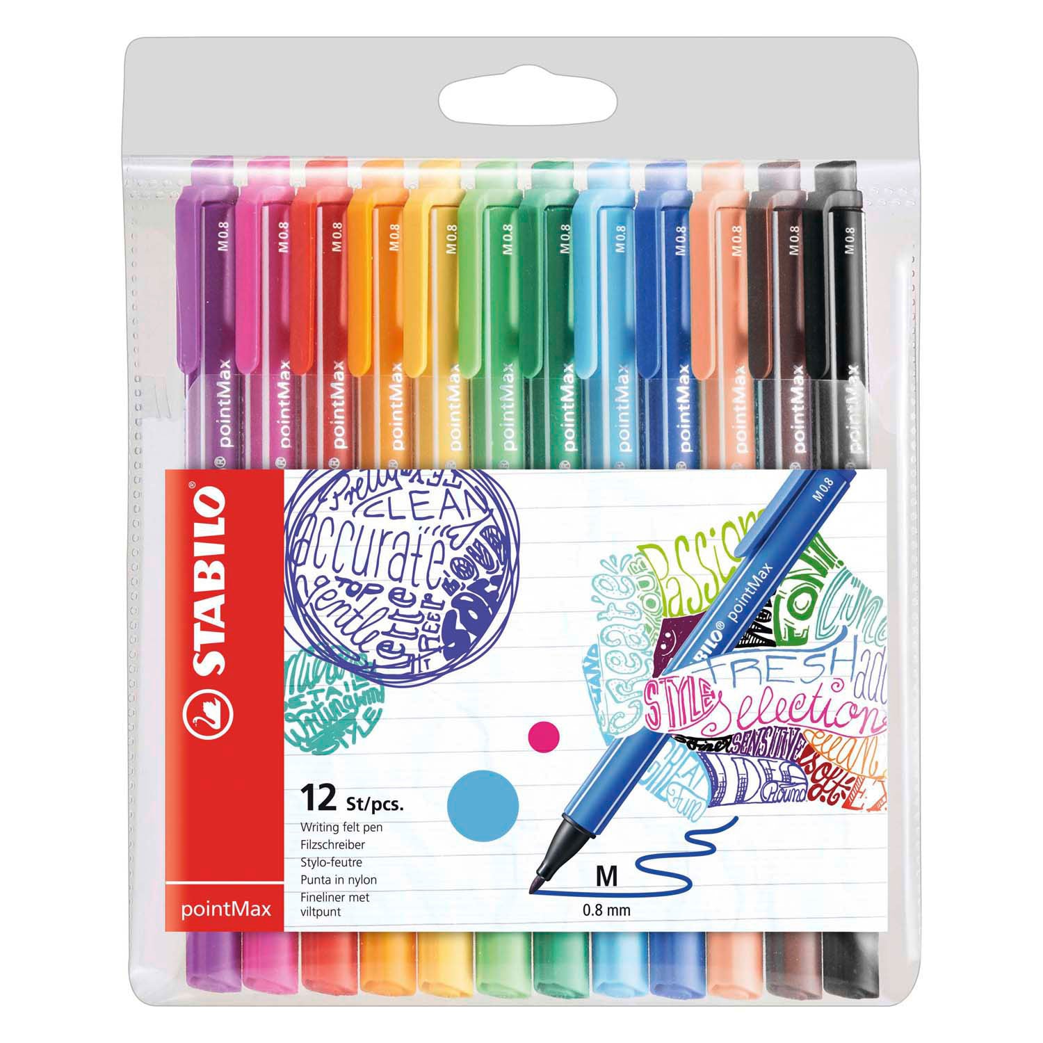 Stabilo pointmax fineliners in etui - 12st.