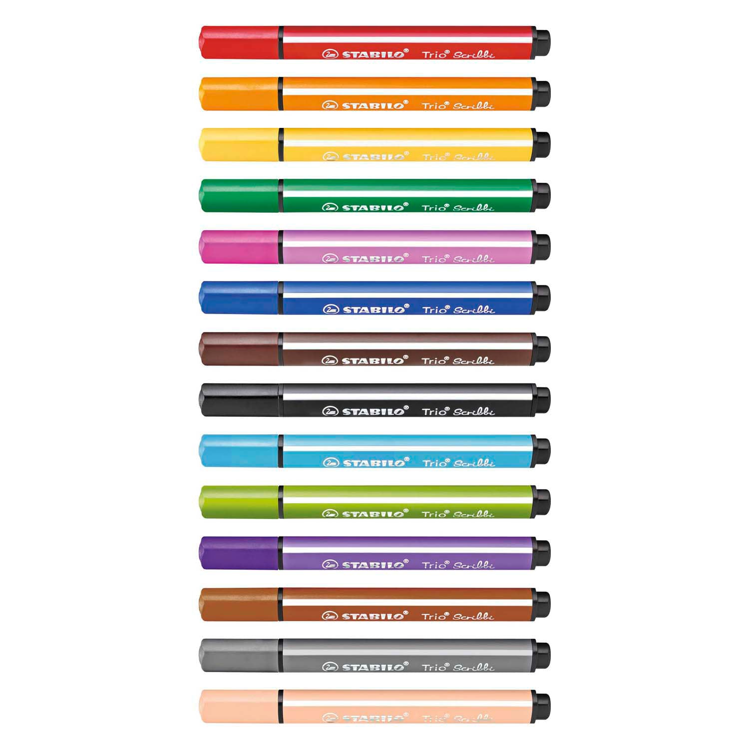 Stabilo trio scribbi - Filzstift mit federgelagerter Spitze - Set mit 14 Stück.